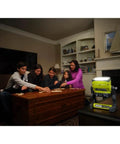 One Plus 18V Hybrid LED Flood Light Delivers 1,800 Lumens, Over 12 Hour Runtime With Battery illuminating family playing