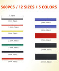 Heat Shrink Tubing Kit With Adhesive Lined Marine Grade Tubes in assorted sizes and colors, 560 pieces, label view.