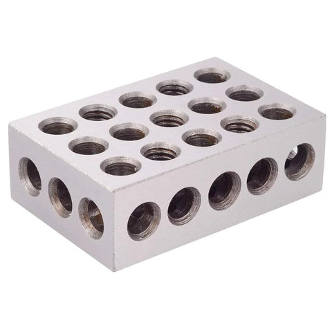 Matched pair of hardened steel 1x2x3 machinist blocks with 23 threaded holes
