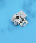 Stainless Steel Ball Latch Cabinet Door Catch Set With Double Roller Springs, silver finish on blue background