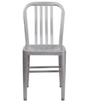 Front view of Gael Indoor Outdoor Modern Metal Dining Chairs Set of 2 For Restaurants and Homes, with sleek silver finish.