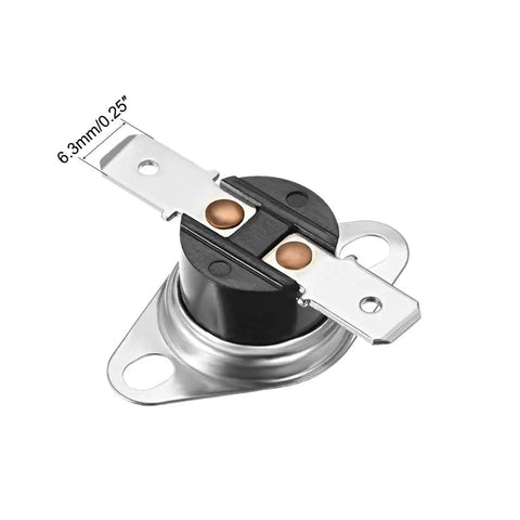 Snap Disc Thermostat Switch KSD301 50°C 10A with 6.3mm Pins, Bakelite Housing for heating and cooling appliances, 5 pack.