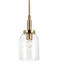 Top Shelf Champagne Bronze Mini Pendant Light With Clear Glass Shade For Kitchen Island and Chill Vibes Down Right Sleek Indoor Ceiling Fixture.