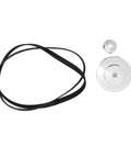 Solid Timing Pulley Wheel Kit With 20 And 60 Teeth For High Speed Gear Ratios Made From Tough Aluminum Alloy Perfect For Model Machines And DIY Projects Using A Standard 6mm Belt Width. Black belt with 20t and 60t aluminum pulleys for models.