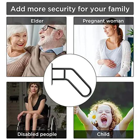 Image showcasing Heavy Duty Wall Mount Handrail U Shaped Curve For Outdoor Steps Indoor Stairs Solid Stainless Steel Grab Bar Matte Black.