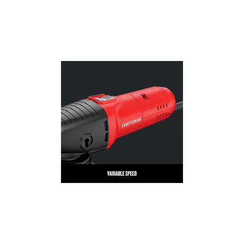 Close-up of Variable Speed Random Orbit Polisher 6 Inch With 4.5 Amp Motor, red body with variable speed dial visible.