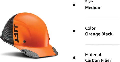 DAX Fifty 50 Carbon Fiber Cap Style Hard Hat ANSI Type 1 Class C Orange Black Medium with oversized ratcheting fit dial.