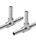 Two-pack stainless steel hose barb 3-way tee fittings, 3/16-inch barb x 3/16-inch barb x 3/16-inch barb for homebrew tubing