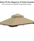 10x12 Regency II Gazebo Canopy Replacement for Model LGZ798PST Tough As Nails Heavy Duty Ripstop Waterproof UV Protective Top Cover in Khaki