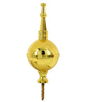 Polished Brass Ball and Spire Finial for Grandfather and Grandmother Longcase Clocks Replacement Topper, golden finish, side view