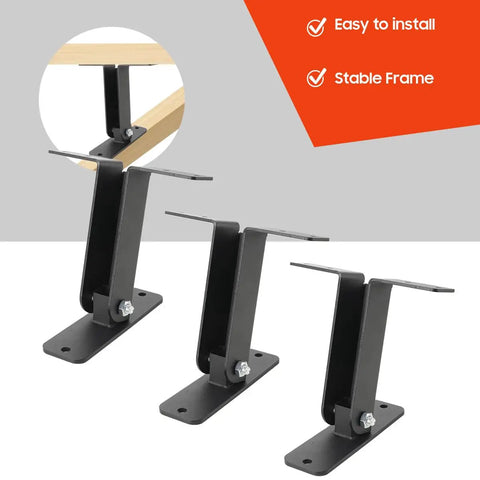 Three Pack 4x4 Roof Riser Brackets Kit For Pergola Gazebo And Patio Covers Heavy Duty Adjustable Black Steel Beam Brackets For Durable Outdoor Roof Support And Easy Install