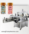 Top Tier Pro Automatic Round Bottle Labeling Machine Hella Accurate High Speed Sticker Applicator Quick Install Heavy Duty Packaging Gear For Small Business Stores with jars of nuts.