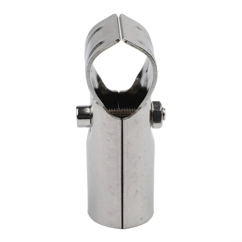 Stainless steel T-pipe clamp for rails shelves fences and kennels provide rust resistant support, front view