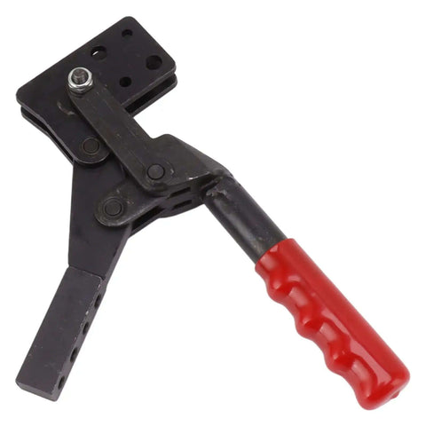 Beefy Fast Release Toggle Clamp For Heavy Duty Fixtures, High Carbon Steel, 700kg Holding Power, red handle, side view