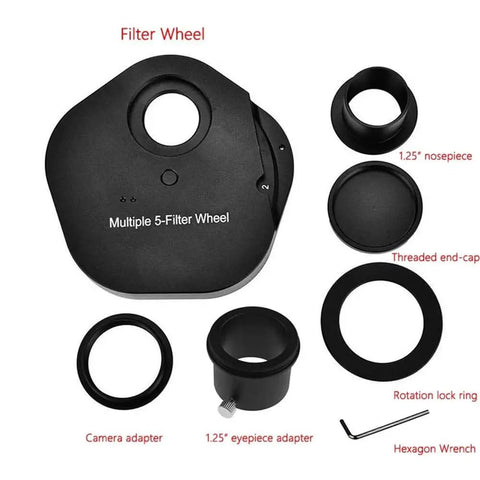 1.25 To 2 Inch Eyepiece Filter Wheel With Locking Ring Full Metal Construction For Astronomical Telescopes Quick Change