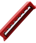 Hella Heavy Duty Copper Bus Bar Providing 600 Amp Juice For Rock Solid 8 Way Distribution Block Grounding And Smooth Auto Battery Wiring In Classic Red And Black, showing red bus bar from above, M10 studs visible.