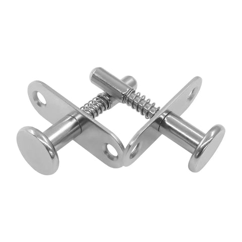 Heavy Duty Stainless Steel Loaded Spring Latch 6.5 By 50 Mm 2 Piece Pack for Cabinets and Doors, sleek stainless steel design.