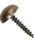 Close-up of 8 Piece Super Clean Pure Brass Decorative Screw with Bronze Cap, 15 mm, for cabinetry and wall panels.