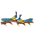 Heavy Duty Wall Mounted Double Coat Hook For Busy Homes And Kitchens Boasting Ultra Smooth Edges That Make Hanging Coats And Snatching Keys A Total Snap Without Taking Up Room, featuring colorful peacocks on a branch.