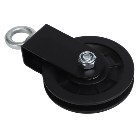 Hard Nylon 88Mm Cable Pulley Wheel For Gym Pulley Systems With Smooth Bearings, black nylon, metal hook detail view