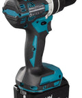 Heavy-Duty 18V Brushless Cordless Drill And Driver Combo Kit With Two 5.0Ah Lithium Batteries, featuring compact design and ergonomic grip.