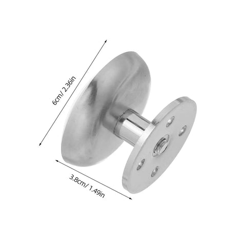 Close-up of stainless steel furniture leg with dimensions, part of 4 Pack Adjustable Furniture Legs Stainless Steel With Screws Height Adjustable Round Cabinet Feet For End Tables Sofas Desks Cabinets Easy Replacement For Modern Homes And Cozy Living Spaces.