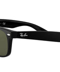 RB2132 New Wayfarer Polarized Square Sunglasses Unisex Slim Black Frame With Green Polarized Lenses 55mm side view