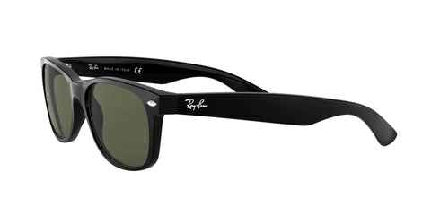 RB2132 New Wayfarer Polarized Square Sunglasses Unisex Slim Black Frame With Green Polarized Lenses 55mm side view