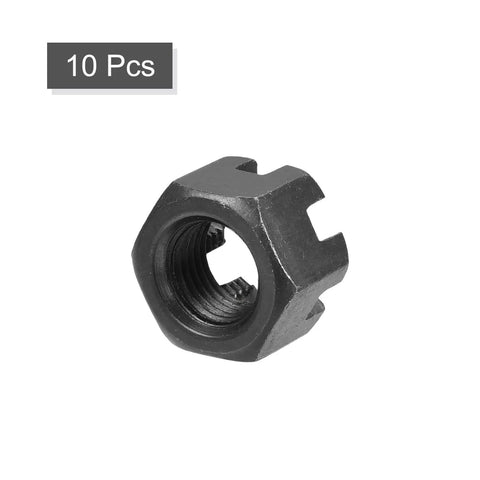 Workhorse M12 X 1.25 Mm Hex Slotted Castle Nuts Straight Up Grade 4.8 Carbon Steel Beast With Black Finish 10 Pack For Serious Builds And Daily Grind Repairs