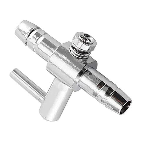 Single valve from 12 Pack Aquarium Air Flow Control Valves For Fish Tanks, Nickel Plated Copper, 5mm Outlet, Silver, Compact