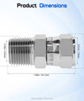 Beefy Hydraulic Straight Through Swivel Adapter One Quarter Inch NPTF Male To Three Eighths Inch JIC 37 Degree Female Flare Connector For High Pressure Hydraulic Lines And Fuel Systems, dimensions shown
