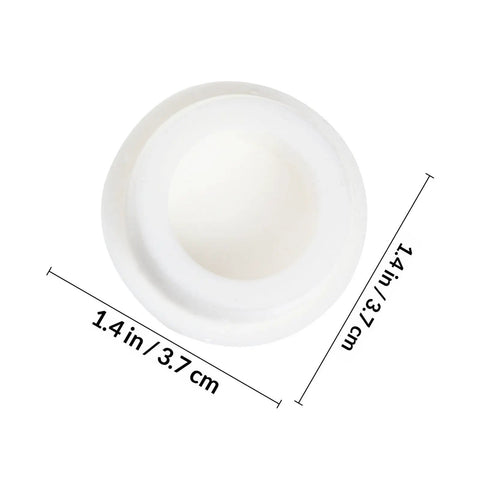 4 Pcs Silicone Bathtub Stopper White Flat Cover Universal Drain Plug, top view showing diameter of 1.4 in / 3.7 cm.