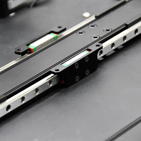 Upgrade Y Axis Rail For Ender 3 S1 Pro With MGN9H Linear Rail shown in close-up, highlighting silver and black steel material.