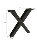 Beefy Heavy Duty 28 Inch Black Metal Table Legs Set Of 2 X Frame Design For Dining Desk Coffee Table And Benches Rust Resistant