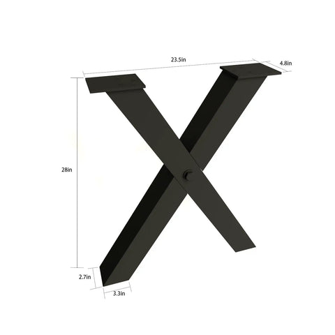 Beefy Heavy Duty 28 Inch Black Metal Table Legs Set Of 2 X Frame Design For Dining Desk Coffee Table And Benches Rust Resistant