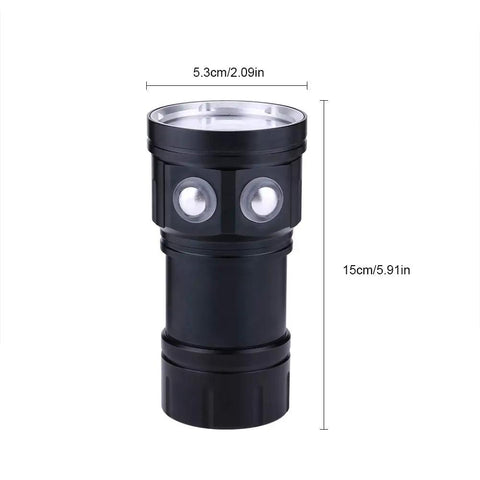 18000 Lumen Diving Beast Flashlight IPX8 Underwater Light 500M Submersible LED Flashlight in black aluminum alloy