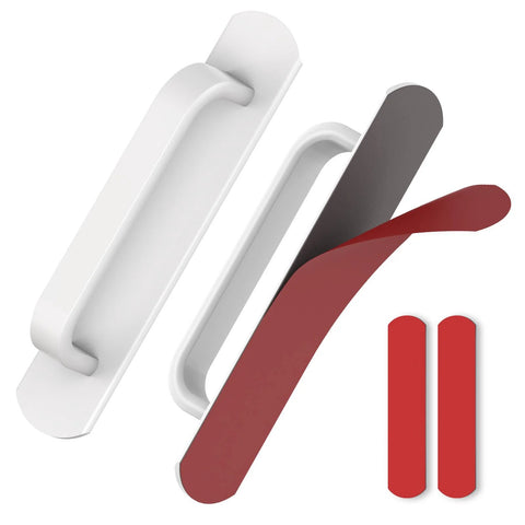 2 Pack 5.7 Inch Aluminum Alloy Adhesive Cabinet Handles No Drill Peel And Stick With Strong Double Sided Tape White Finish