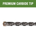 Side view of a 1/4 in x 18 in masonry drill bit for SDS Plus hammer drills, designed for concrete.