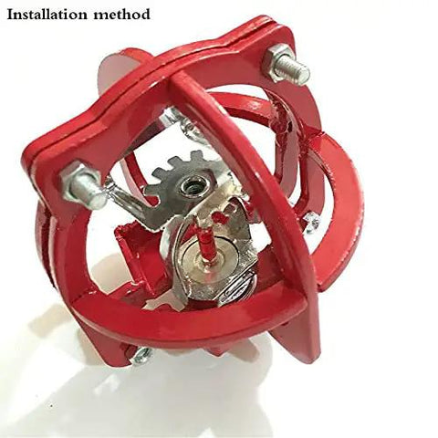Heavy Duty Stainless Steel Fire Sprinkler Protection Cage Bracket for DN15 and DN20 Sprinkler Heads shown from the top with red hex head.
