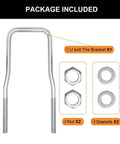 Trailer Spare Tire Mount Bracket U Bolt Tire Carrier Holder Side Mount Fits 4 Lug 5 Lug Up To 15 Inch Tire Easy Install Heavy Duty Gear For Trailers And Utility Vehicles package contents with U-bolt, nuts, and gaskets