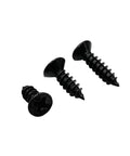 Black Carbon Steel Self Tapping Wood Screw Set With Cross Countersunk Heads, showing three screws on white background.