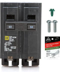 HOM250 50 Amp Double Pole Circuit Breaker Kit For Homeline Panels Genuine OEM Quality Perfect For Your Home Wiring Upgrades Easy Install Rock Solid Thermal Magnetic Protection. 50A breaker with screws and dielectric grease