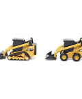 Two-piece 1/64 scale skid steer loader and compact track loader set with working arms, diecast metal build, realistic cab detail.