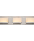 Everett 24 Inch Modern 3 Light Integrated LED Vanity Light with brushed nickel finish, front view