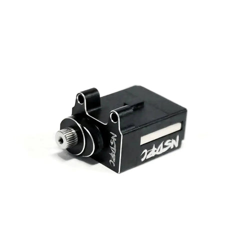 Top Shelf High Torque Nano Servo Designed For The Axial Scx30 Rc Crawler Featuring A Beefy Cnc Aluminum Casing. Close-up view.