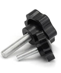 Five Pack M6 Star Head Thumb Screws Knurled Grip Knobs 25mm Long, Metal Galvanized Thumb Screws For Quick Toolless Adjustments close-up