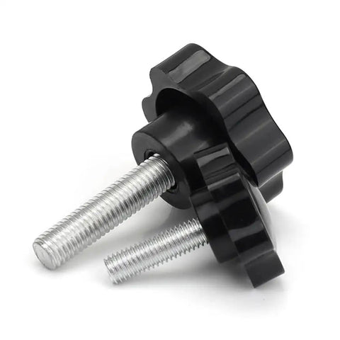 Five Pack M6 Star Head Thumb Screws Knurled Grip Knobs 25mm Long, Metal Galvanized Thumb Screws For Quick Toolless Adjustments close-up