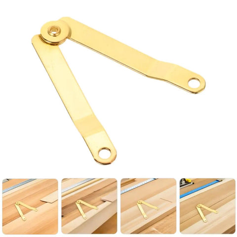 Golden Iron Lid Support Hinges For Jewelry Boxes And Treasure Chests Ten Piece Set in gold finish with installation view