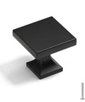 Set Of 50 Black Square Cabinet Knobs One Point One Inch Width For Cabinets Dresser Drawers Kitchen Hardware Zinc Alloy Durable Flat Black Finish