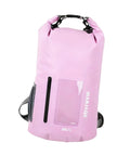 Waterproof Paddling Backpack With Wide Opening, Lightweight 20L Gear Carrier For Camping, Open Water, Beach, And Hiking, Pink, Durable Dry Wet Separation With Internal Pouch And Frosted PVC Bag
